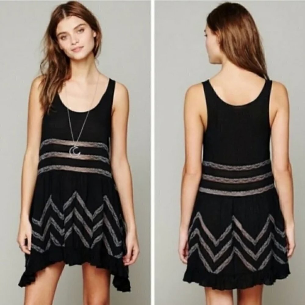 Intimately Free People Black Voile Trapeze Dress, size Small